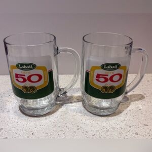 Set of 2 Vintage Labatt Biere 50 Ale Stein Beer Mugs